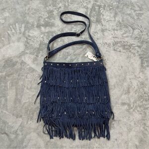 Raj Navy Fringe Crossbody Bag